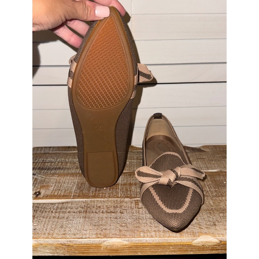 Womens Loafers Pointed Toe Knit Slip On Shoes Bow Accent Casual Comfort Size 7.5 - Picture 12 of 13